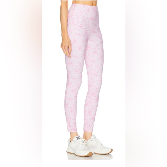 Love Shack Fancy Highland Legging Bow Print Posey Pink Size Extra Small NWT - Picture 2 of 8